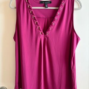 White House Black Market Magenta Sleeveless V neck Blouse SZ XL